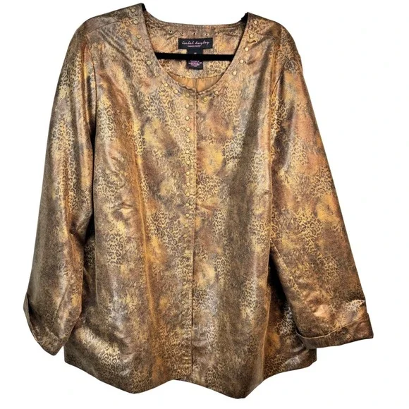 Isabel‎ Hayley Timeless Trends Blazer Jacket 2X Leopard Print Metallic Party - Picture 9 of 13